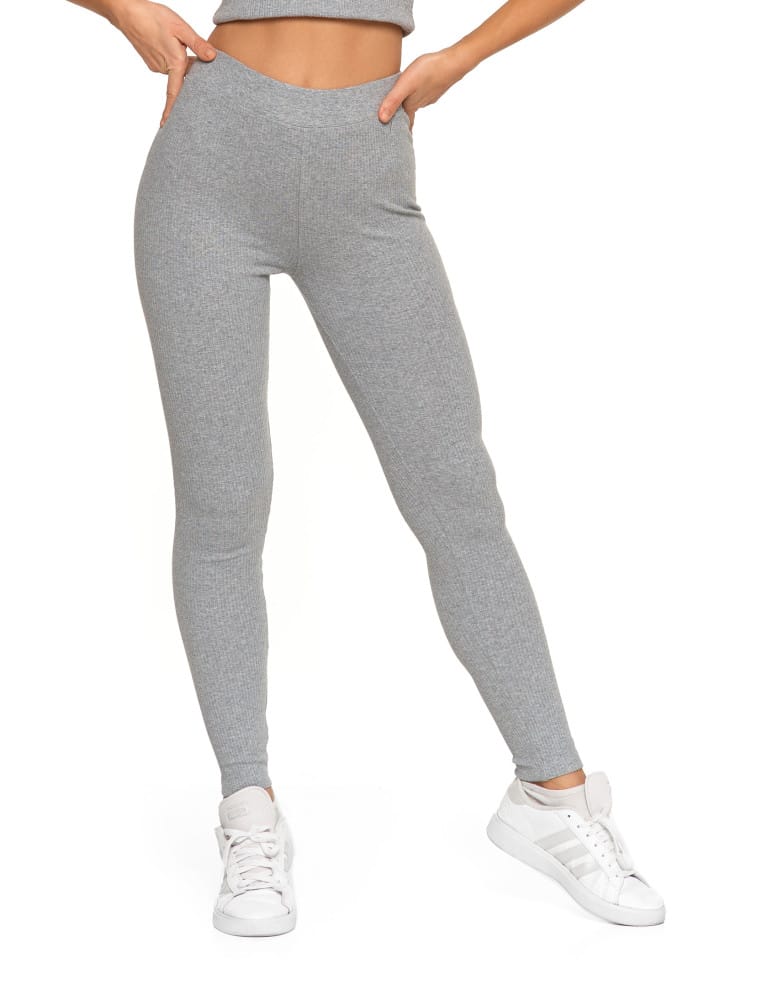 Legginsy damskie - Legginsy damskie bawełniane z szeroką gumą w pasie SZARY  - produkt moraj.pl 11