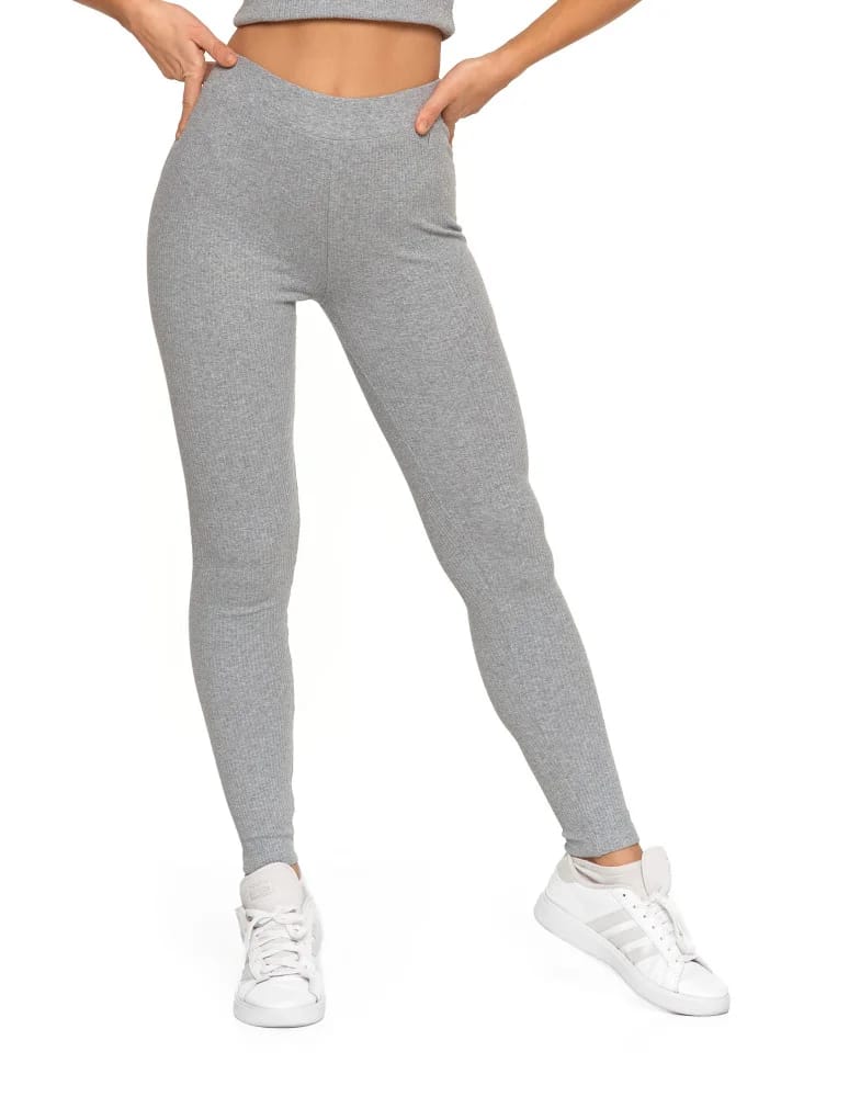 Legginsy damskie - Legginsy damskie bawełniane z szeroką gumą w pasie SZARY - produkt moraj.pl 11
