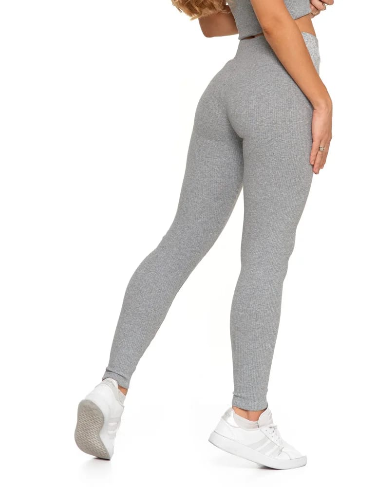 Legginsy damskie - Legginsy damskie bawełniane z szeroką gumą w pasie SZARY - produkt moraj.pl 12