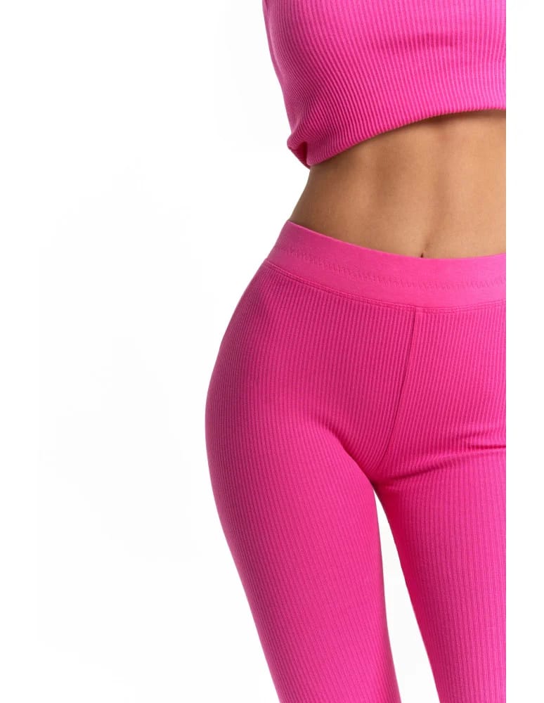 Legginsy damskie - Legginsy damskie bawełniane z szeroką gumą w pasie FUKSJA  - produkt moraj.pl 8