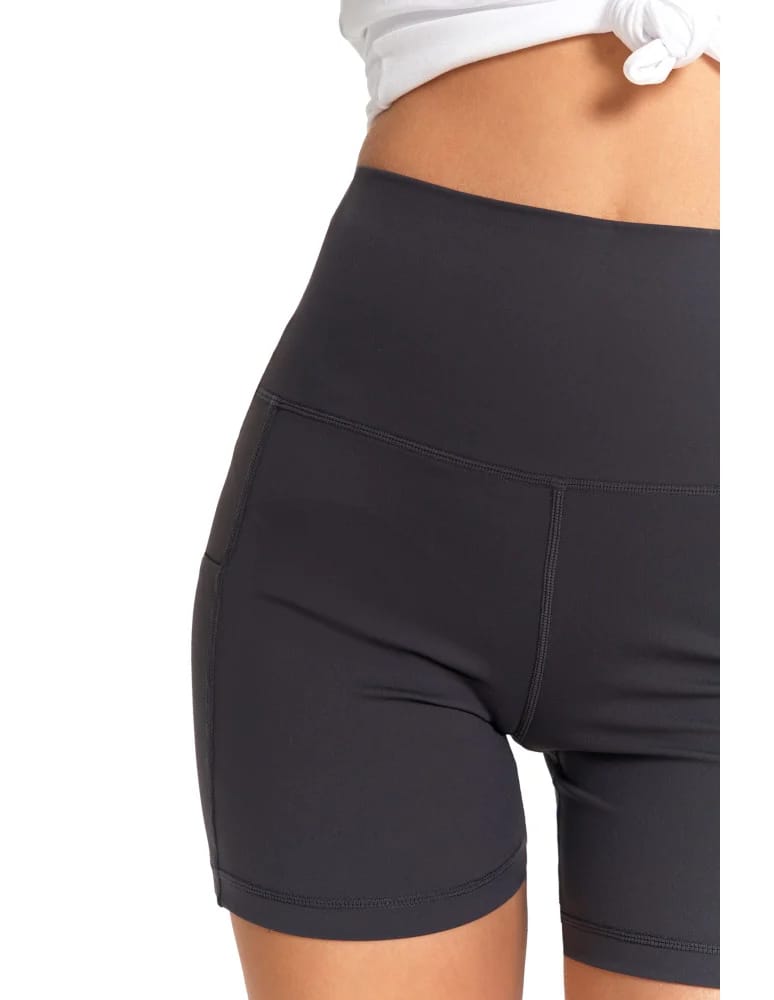 Legginsy damskie - Szorty sportowe damskie z wysokim stanem i kieszeniami GRAFIT  - produkt moraj.pl 7