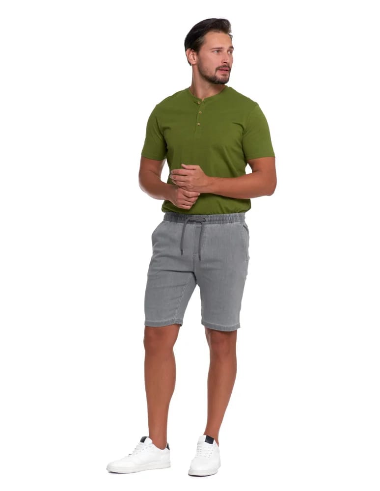 Szorty jeansowe - Męskie szorty jeansowe z elastycznym pasem SZARY - produkt moraj.pl 5