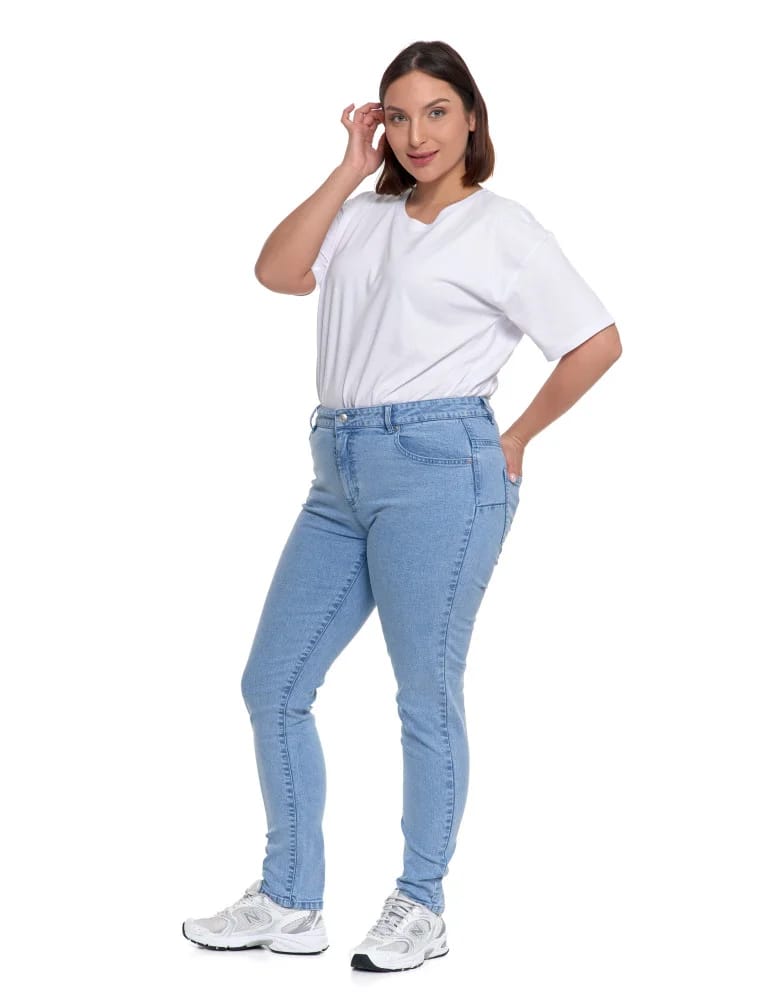 Spodnie damskie - Damskie spodnie skinny jeansowe rurki NIEBIESKI  - produkt moraj.pl 12