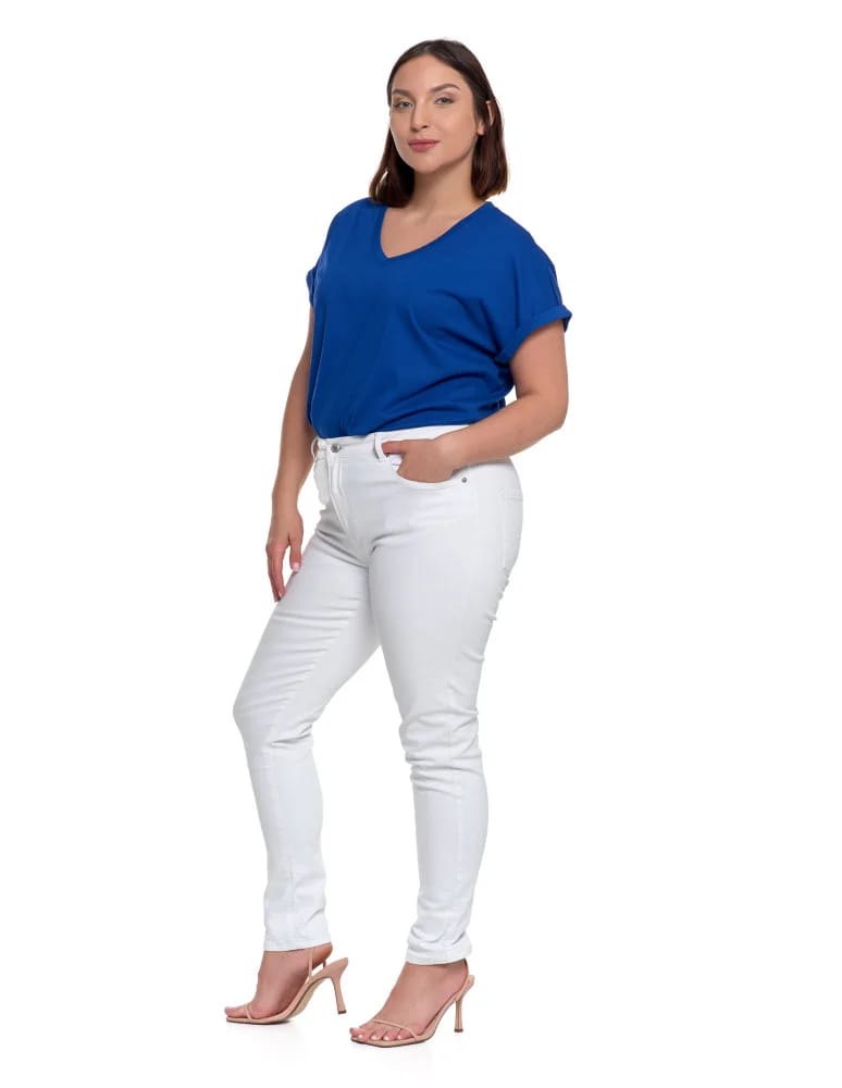 Spodnie damskie - Damskie spodnie skinny jeansowe rurki BIAŁY - produkt moraj.pl 9