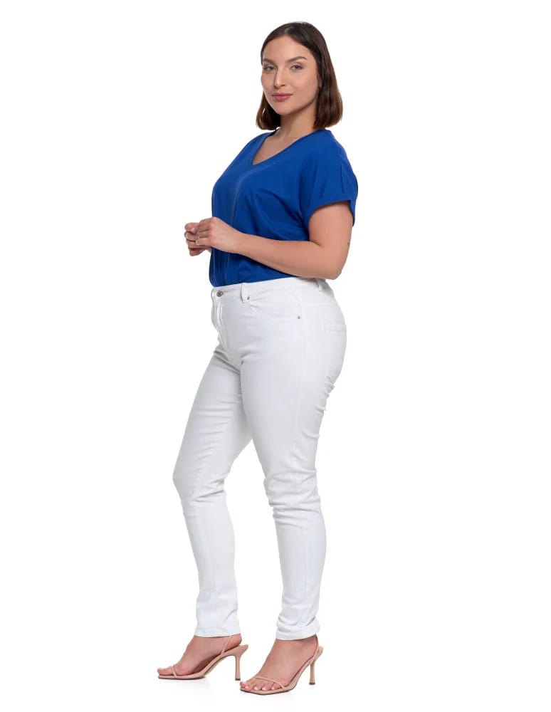 Spodnie damskie - Damskie spodnie skinny jeansowe rurki BIAŁY - produkt moraj.pl 10