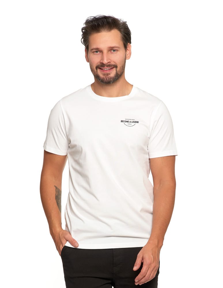 Koszulki i Tank Topy - T-shirt męski bawełniany z nadrukiem BIAŁY - produkt moraj.pl 1