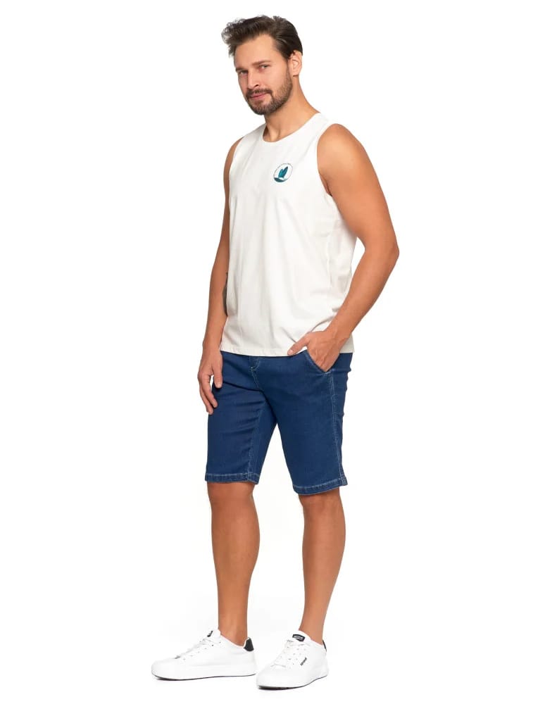 Koszulki i Tank Topy - Koszulka męska bez rękawów bawełniana tank top z nadrukiem BIAŁY - produkt moraj.pl 2
