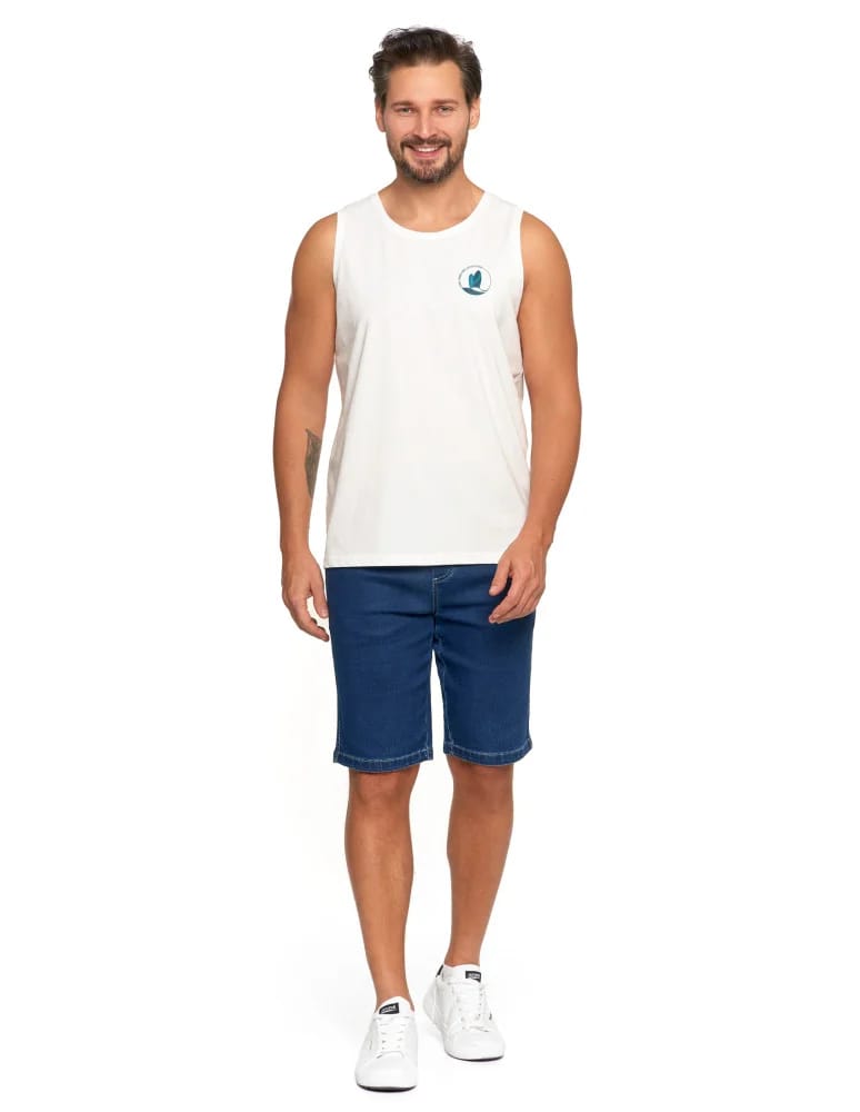 Koszulki i Tank Topy - Koszulka męska bez rękawów bawełniana tank top z nadrukiem BIAŁY - produkt moraj.pl 4