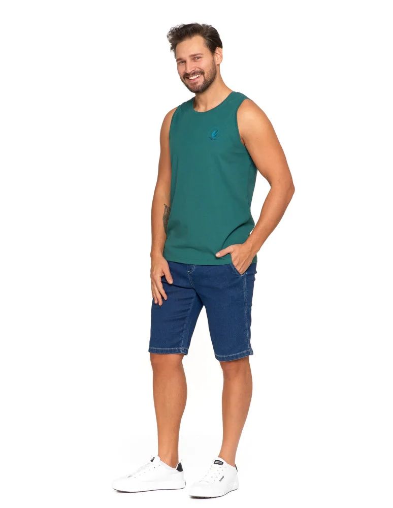 Koszulki i Tank Topy - Koszulka męska bez rękawów bawełniana tank top z nadrukiem TURKUSOWY - produkt moraj.pl 2