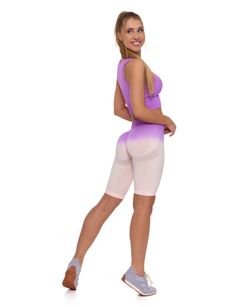 Legginsy damskie - Legginsy bezszwowe damskie kolarki push-up RÓŻOWY - produkt moraj.pl 5