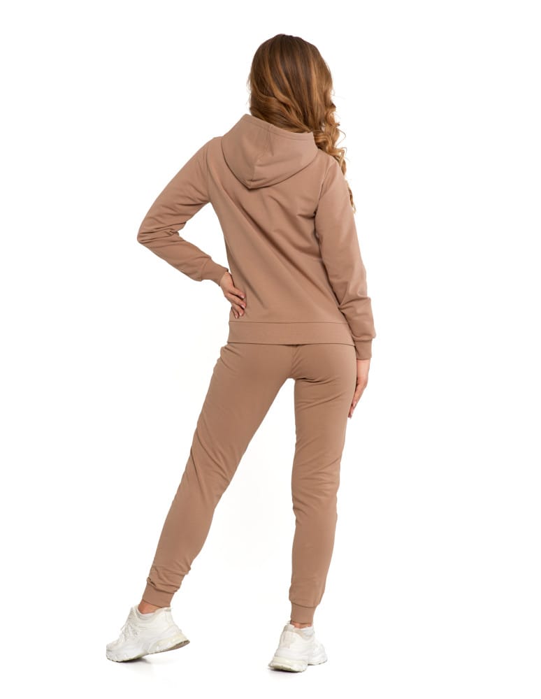 Bluzy damskie - Bluza damska dresowa z kapturem i zamkiem BEŻOWY  - produkt moraj.pl 5