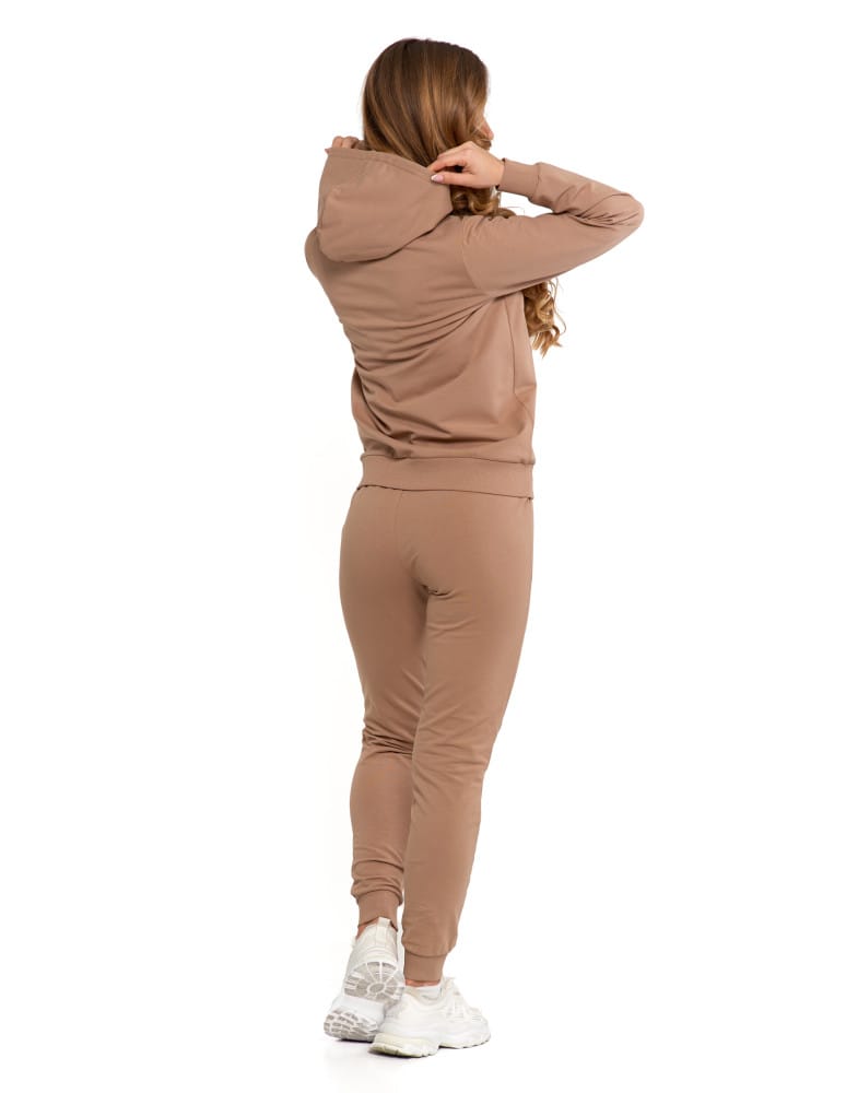 Bluzy damskie - Bluza damska dresowa z kapturem i zamkiem BEŻOWY  - produkt moraj.pl 6