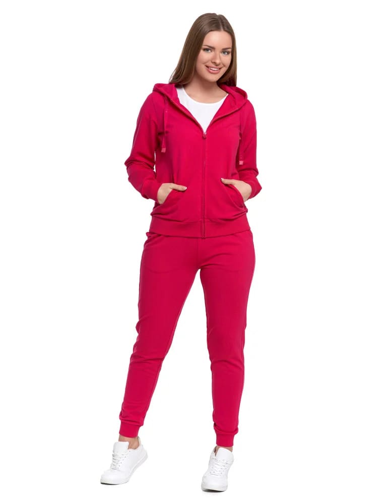 Bluzy damskie - Bluza damska dresowa z kapturem i zamkiem RÓŻOWY - produkt moraj.pl 6