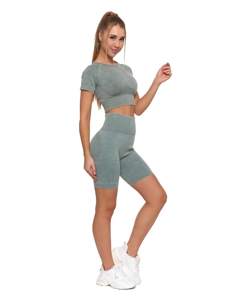 Koszulki i T-shirty - Sportowy top damski z krótkim rękawem ZIELONY  - produkt moraj.pl 2