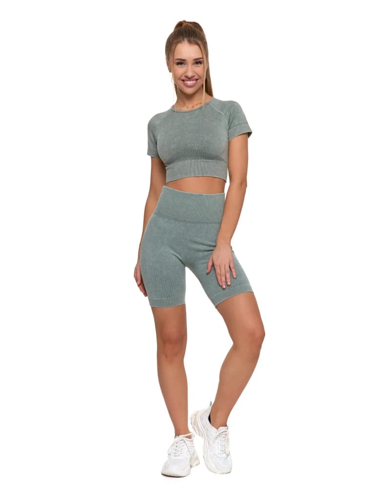 Koszulki i T-shirty - Sportowy top damski z krótkim rękawem ZIELONY  - produkt moraj.pl 5