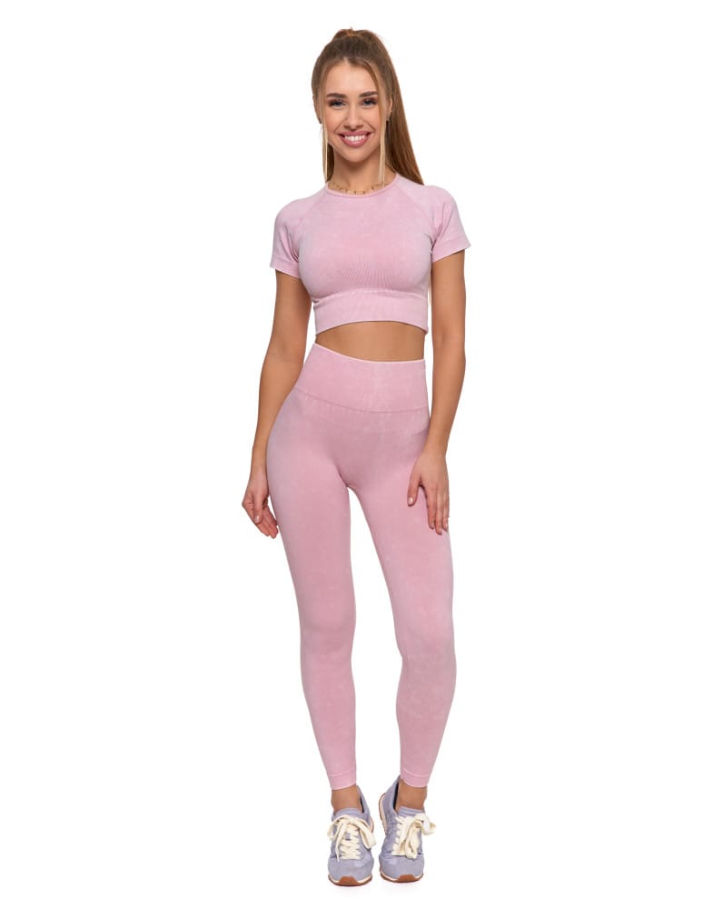 Legginsy damskie - Legginsy damskie bezszwowe z wysokim stanem sportowe RÓŻOWY - produkt moraj.pl 1