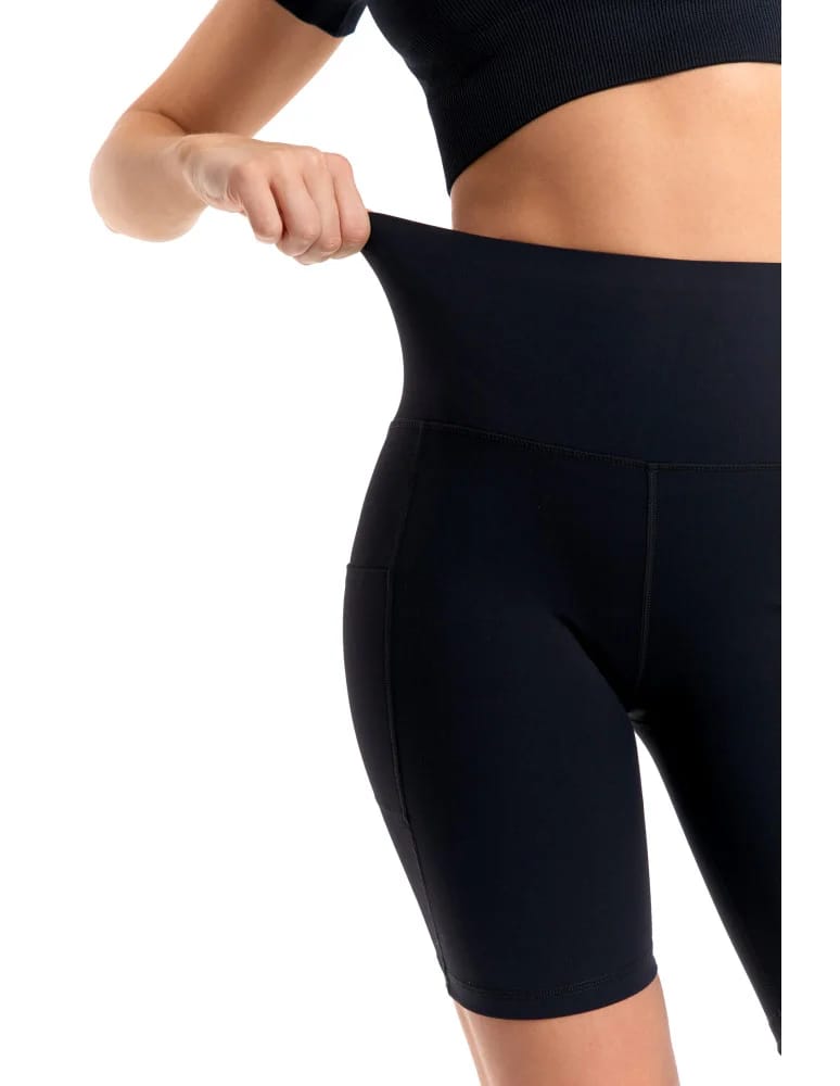 Legginsy damskie - Legginsy kolarki damskie sportowe z kieszeniami CZARNY  - produkt moraj.pl 4