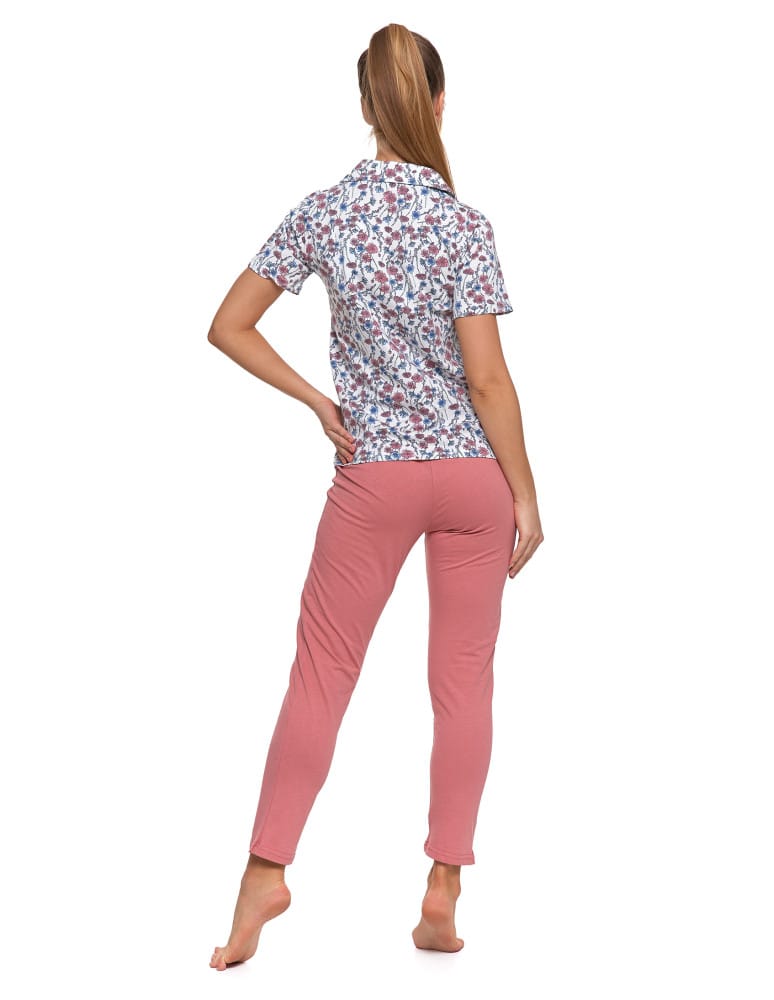 Krótki rękaw - Piżama damska bawełniana rozpinana z krótkim rękawem WZÓR 1  - produkt moraj.pl 5
