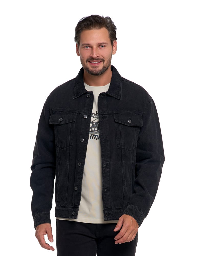 Kurtki i kamizelki - Męska kurtka jeansowa katana CZARNY - produkt moraj.pl 1