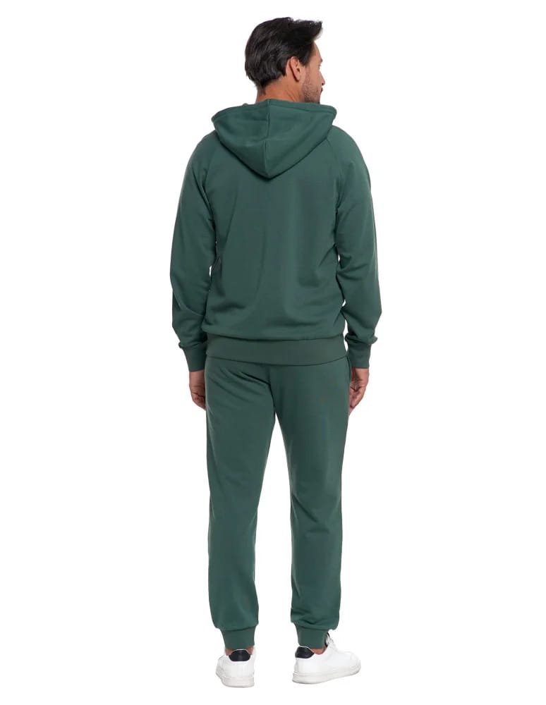 Bluzy męskie - Męska bluza dresowa z kapturem rozpinana ZIELONY - produkt moraj.pl 4