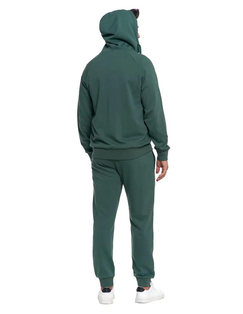 Bluzy męskie - Męska bluza dresowa z kapturem rozpinana ZIELONY - produkt moraj.pl 8