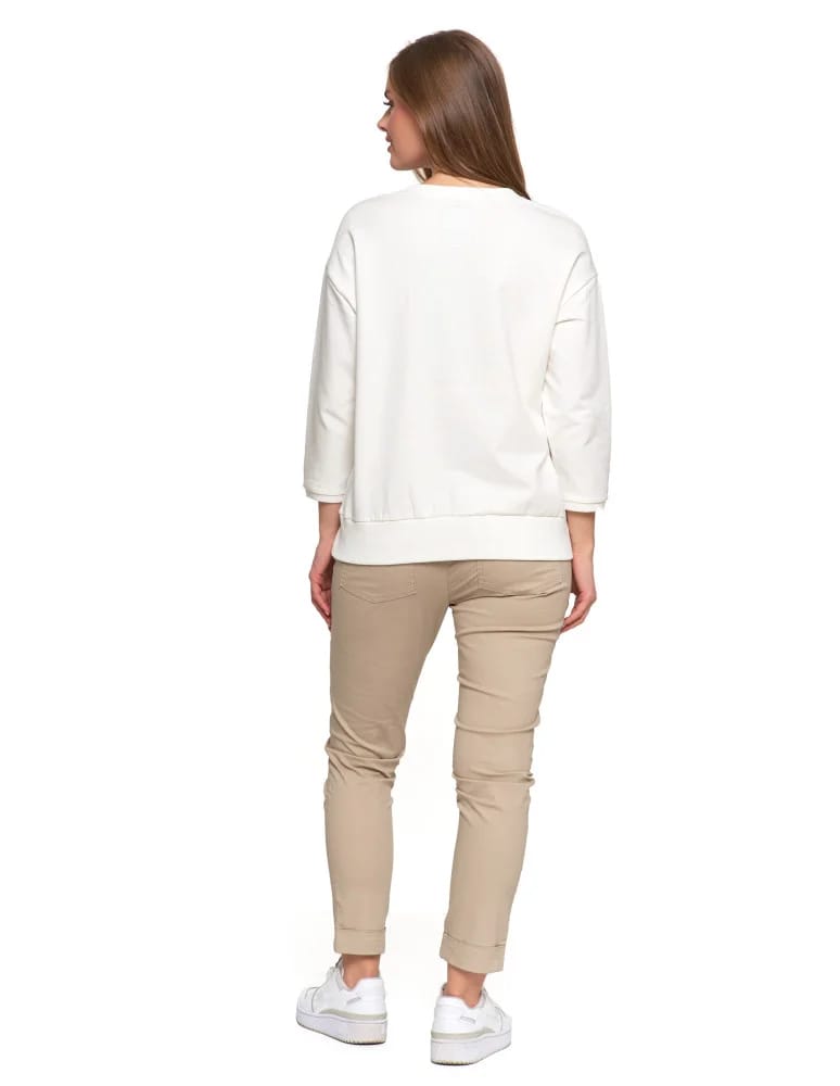 Bluzy damskie - Bluza damska z kieszonką o luźnym kroju BIAŁY  - produkt moraj.pl 4