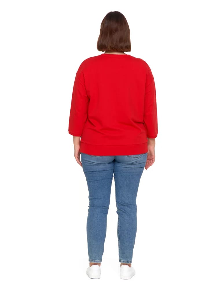Bluzy damskie - Bluza damska z kieszonką o luźnym kroju CZERWONY  - produkt moraj.pl 8