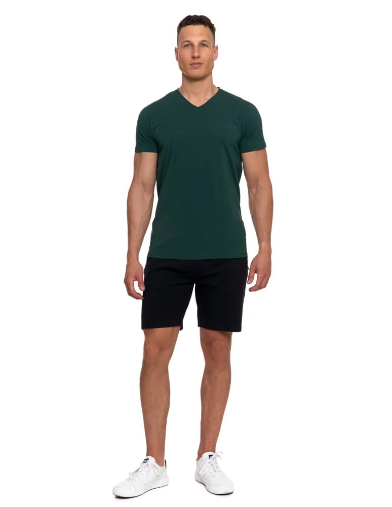 Koszulki i Tank Topy - Koszulka męska bawełna Premium T-shirt dekolt w serek KHAKI - produkt moraj.pl 4