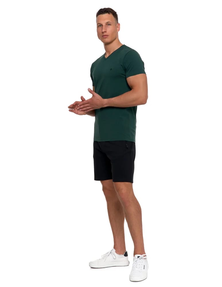 Koszulki i Tank Topy - Koszulka męska bawełna Premium T-shirt dekolt w serek KHAKI - produkt moraj.pl 5