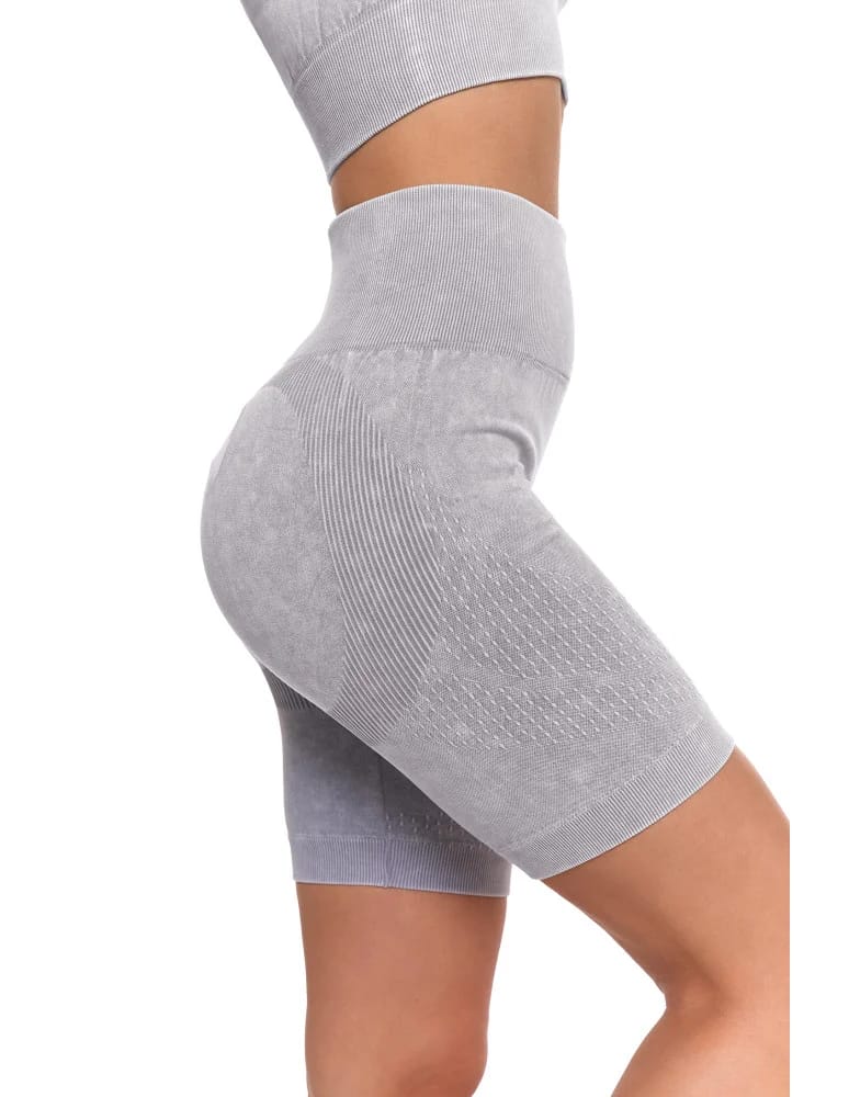 Legginsy damskie - Legginsy kolarki damskie z wysokim stanem i efektem push-up SZARY  - produkt moraj.pl 8