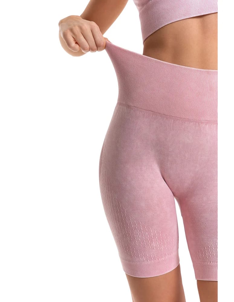 Legginsy damskie - Legginsy kolarki damskie z wysokim stanem i efektem push-up RÓŻOWY  - produkt moraj.pl 7