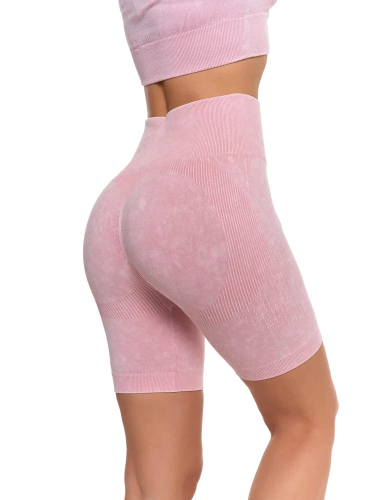 Legginsy damskie - Legginsy kolarki damskie z wysokim stanem i efektem push-up RÓŻOWY  - produkt moraj.pl 9