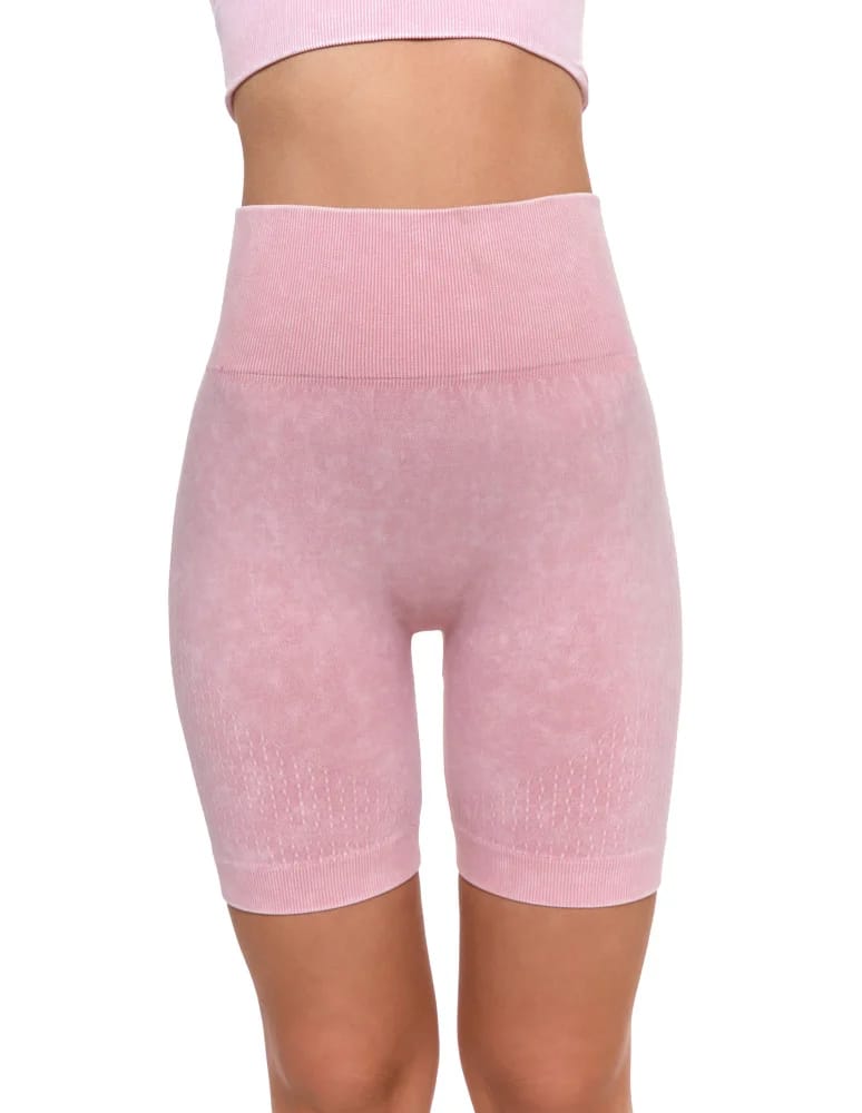 Legginsy damskie - Legginsy kolarki damskie z wysokim stanem i efektem push-up RÓŻOWY  - produkt moraj.pl 10