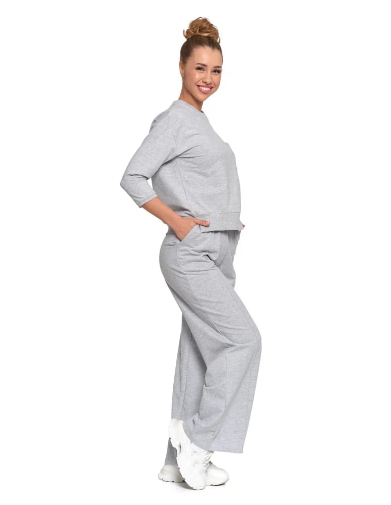 Bluzy damskie - Bluza damska z kieszonką o luźnym kroju SZARY  - produkt moraj.pl 5