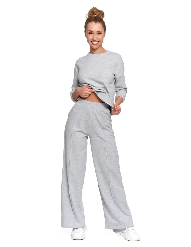Bluzy damskie - Bluza damska z kieszonką o luźnym kroju SZARY  - produkt moraj.pl 7