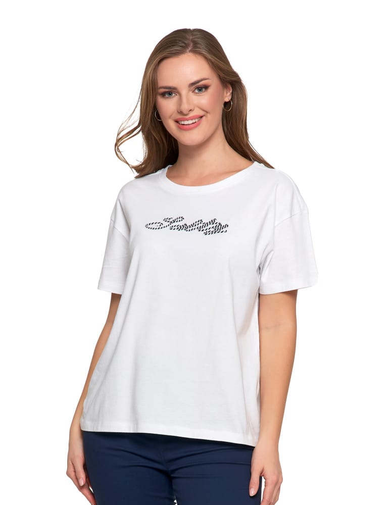 Koszulka damska z krótkim rekawem T-shirt regular BIAŁY