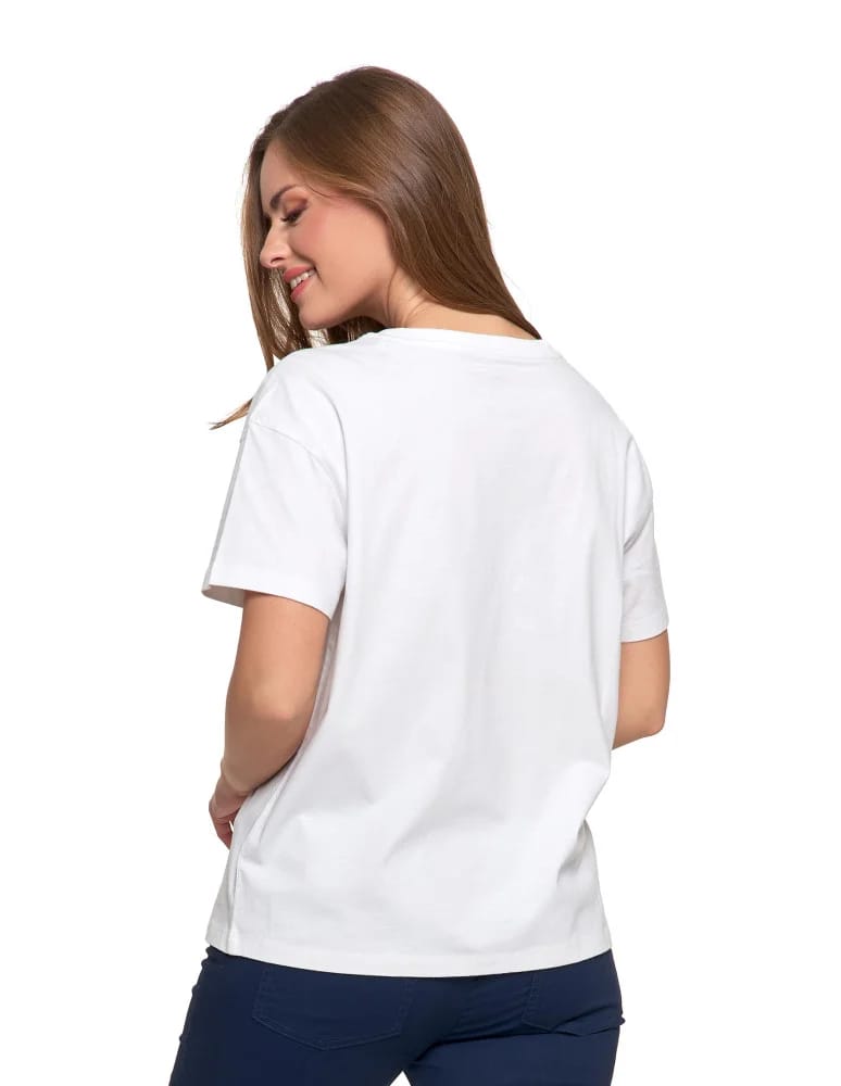 Koszulki i T-shirty - Koszulka damska z krótkim rekawem T-shirt regular BIAŁY - produkt moraj.pl 2