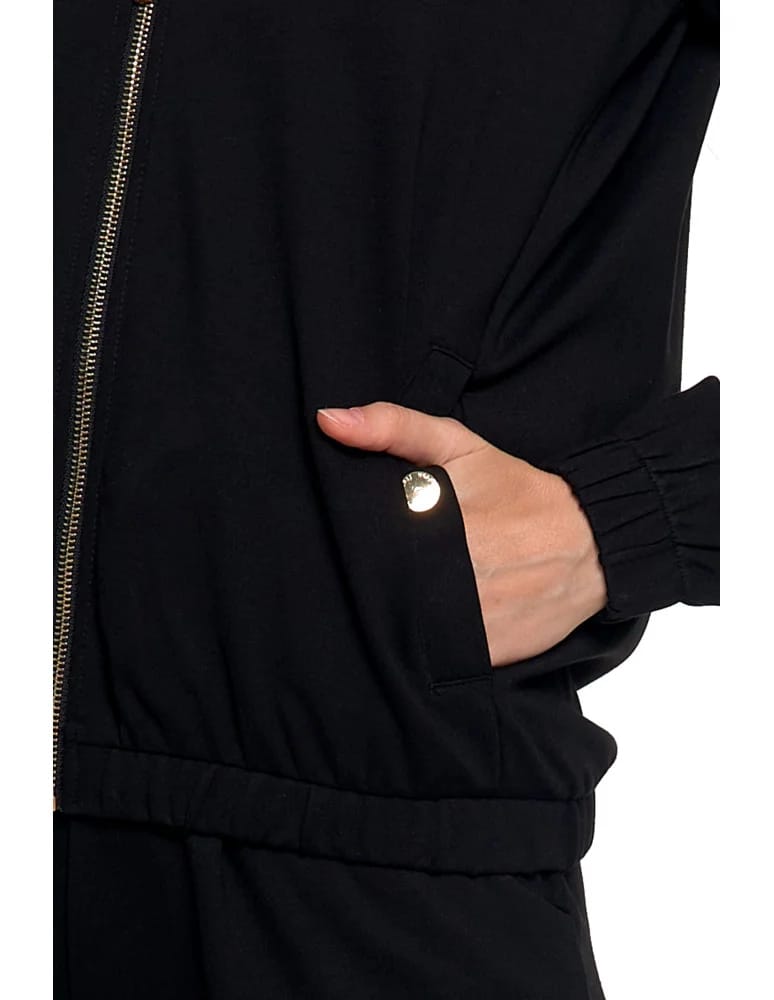 Bluzy damskie - Bluza damska ze stójką na suwak i kieszeniami CZARNY - produkt moraj.pl 5