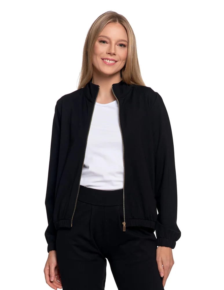 Bluzy damskie - Bluza damska ze stójką na suwak i kieszeniami CZARNY - produkt moraj.pl 7