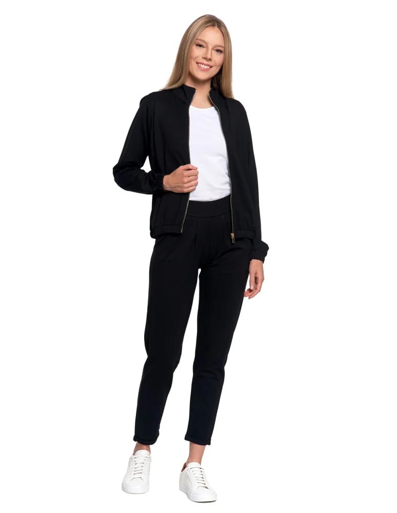 Bluzy damskie - Bluza damska ze stójką na suwak i kieszeniami CZARNY - produkt moraj.pl 8