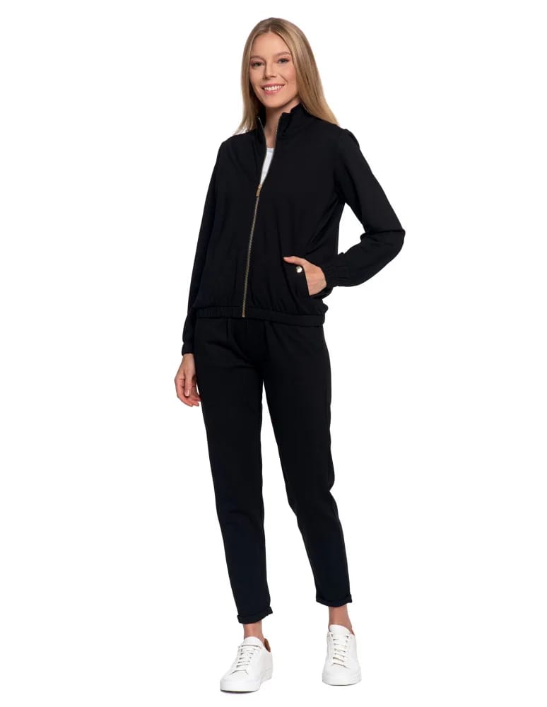 Bluzy damskie - Bluza damska ze stójką na suwak i kieszeniami CZARNY - produkt moraj.pl 11