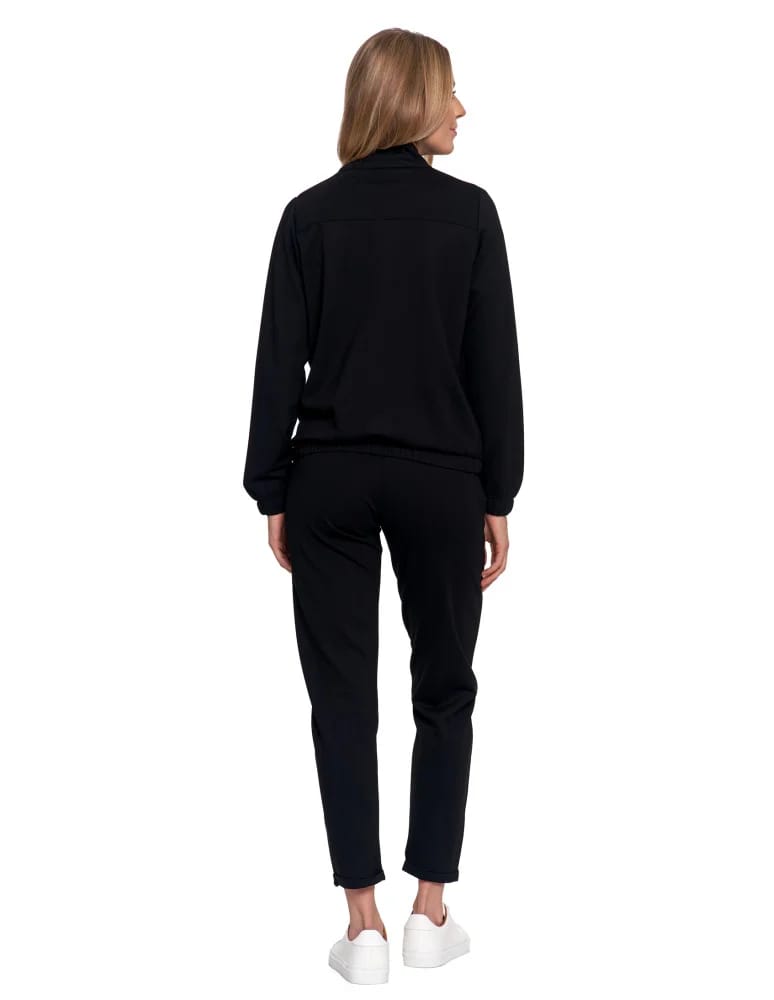 Bluzy damskie - Bluza damska ze stójką na suwak i kieszeniami CZARNY - produkt moraj.pl 12