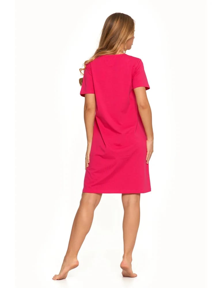 Koszule nocne - Koszula nocna damska z krótkim rękawem Plus Size z nadrukiem FUKSJA  - produkt moraj.pl 7