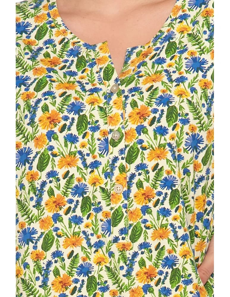Koszule nocne - Damska koszula nocna rozpinana z krótkim rękawem Plus Size ŻÓŁTY  - produkt moraj.pl 3