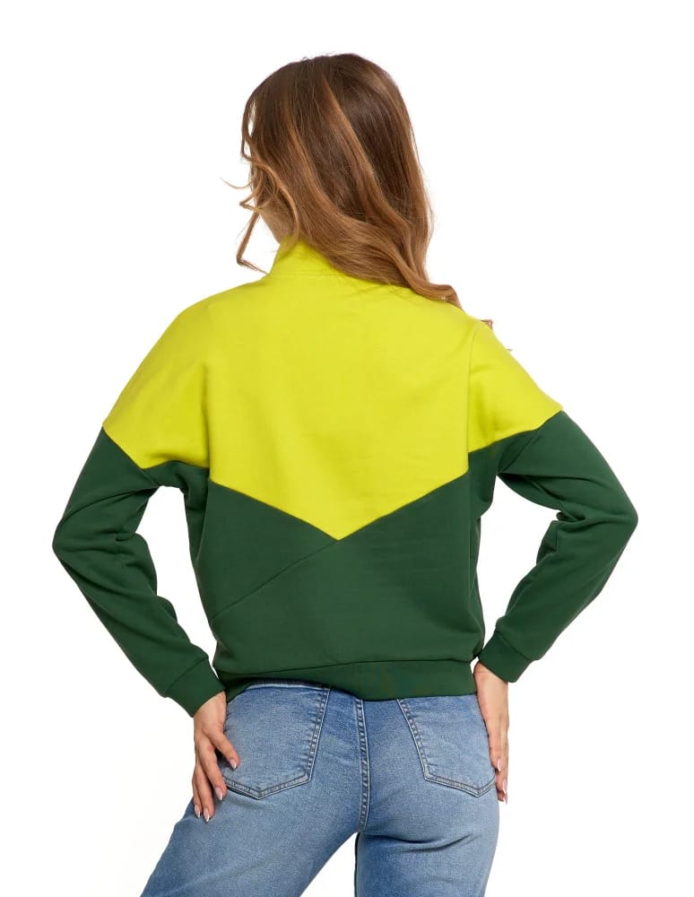 Bluzy damskie - Bluza dresowa damska z zamkiem i stójką ZIELONY - produkt moraj.pl 2