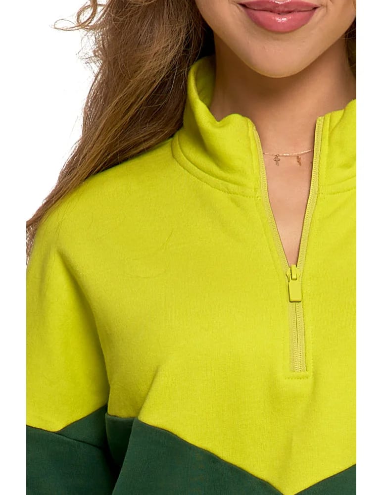 Bluzy damskie - Bluza dresowa damska z zamkiem i stójką ZIELONY - produkt moraj.pl 3
