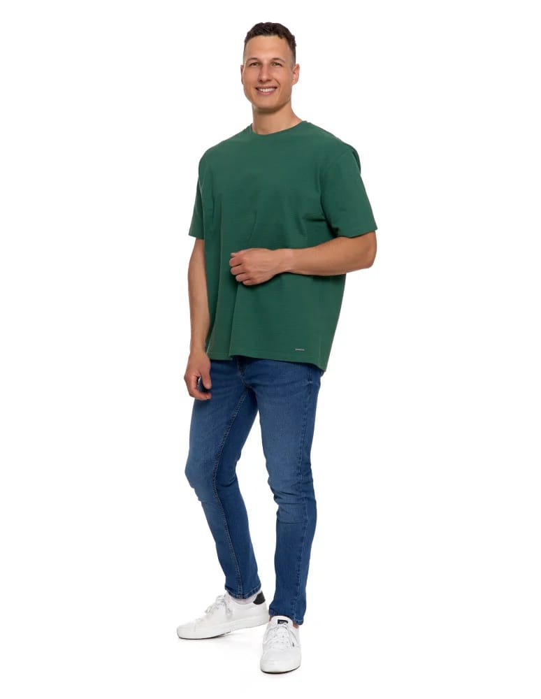 Koszulki i Tank Topy - T-shirt męski 100% bawełniany z prążkowaną strukturą ZIELONY - produkt moraj.pl 7