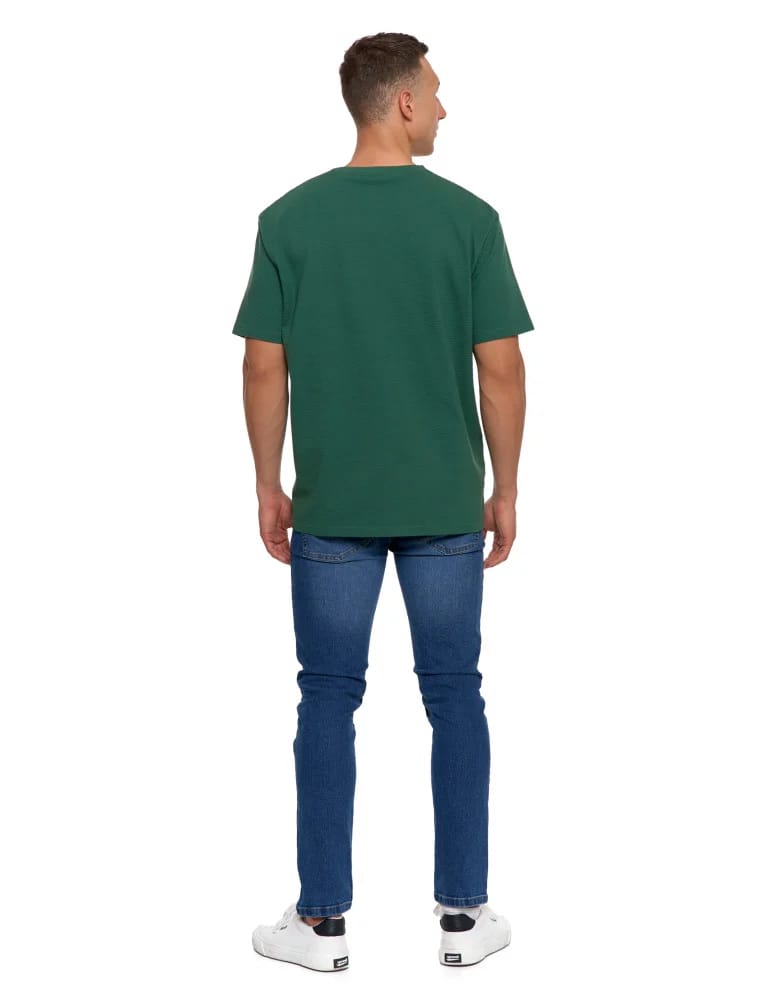 Koszulki i Tank Topy - T-shirt męski 100% bawełniany z prążkowaną strukturą ZIELONY - produkt moraj.pl 8