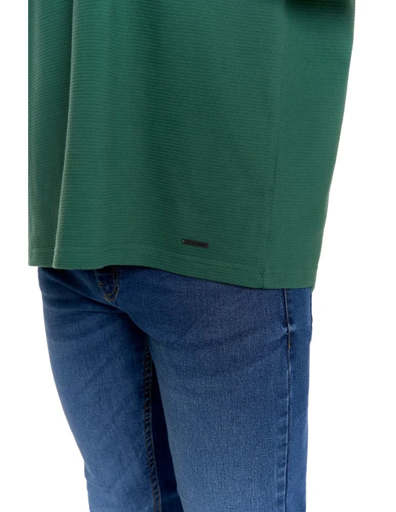 Koszulki i Tank Topy - T-shirt męski 100% bawełniany z prążkowaną strukturą ZIELONY - produkt moraj.pl 9