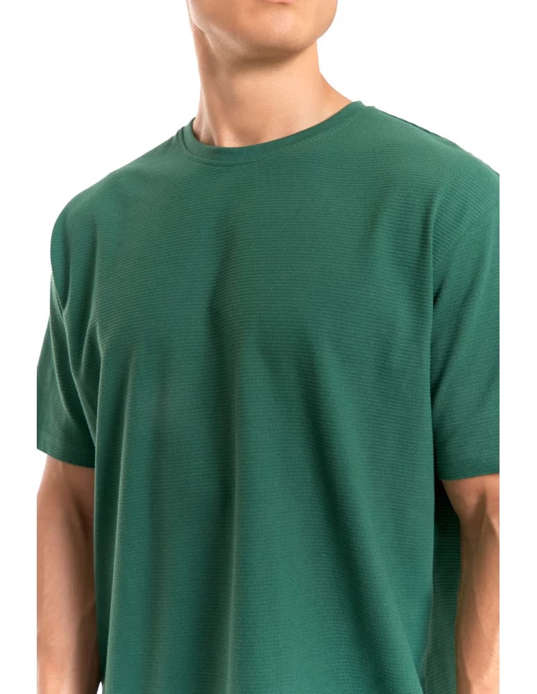 Koszulki i Tank Topy - T-shirt męski 100% bawełniany z prążkowaną strukturą ZIELONY - produkt moraj.pl 4